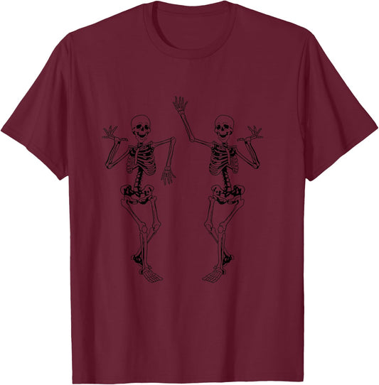 Alt Aesthetic Skeleton Dancing Dark Goth Halloween Skeletons T-Shirt - T-Shirt | Maroon