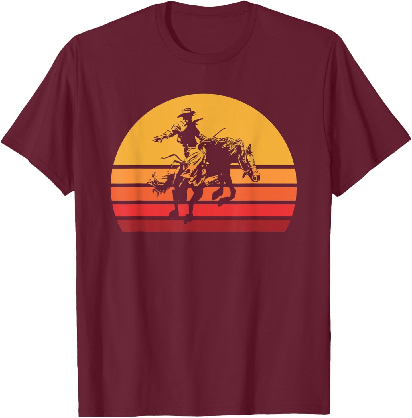 Retro Bronc Riding Vintage Bucking Horse Sporting T-Shirt - T-Shirt | Maroon