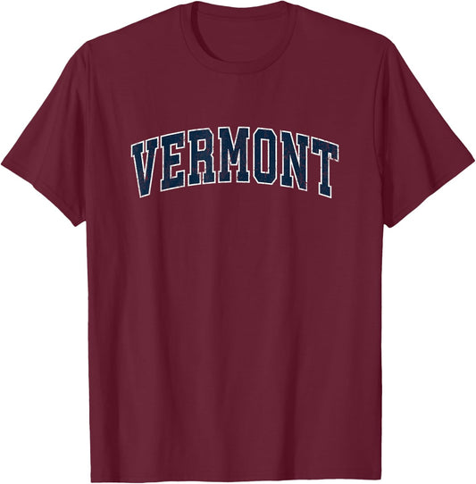 Vermont VT Vintage Sports Design Navy Design T-Shirt - T-Shirt | Maroon