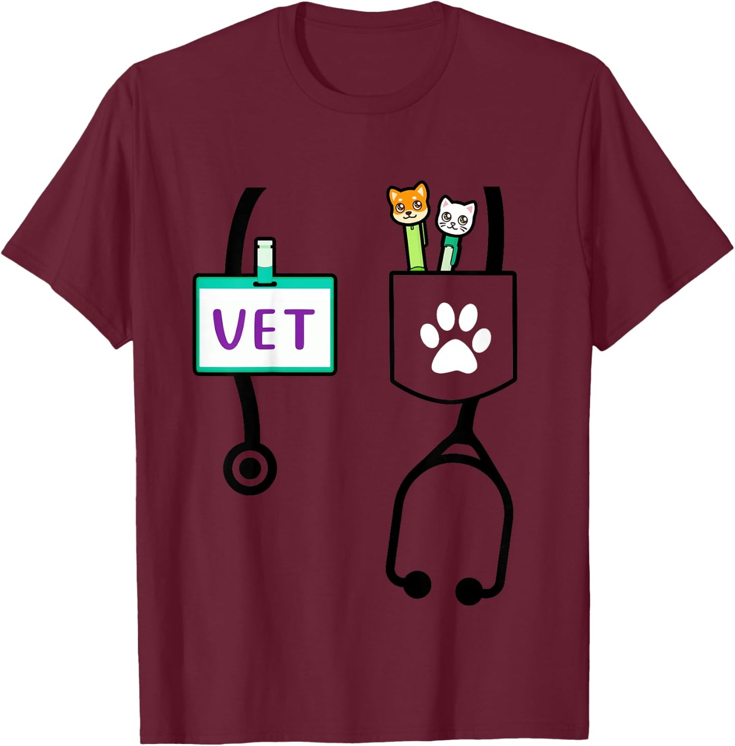Kids Veterinarian Costume Gift Boys Girls Kids Animal Doctor Vet T-Shirt - T-Shirt | Maroon