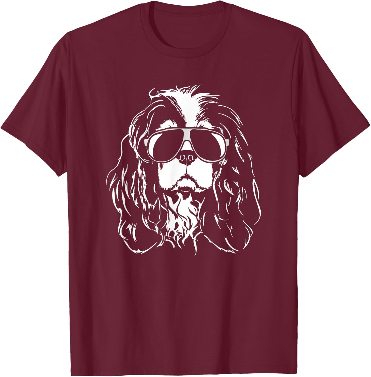 Funny Cavalier King Charles Spaniel sunglasses cool dog Men Women Girls Kids T-Shirt - T-Shirt | Maroon