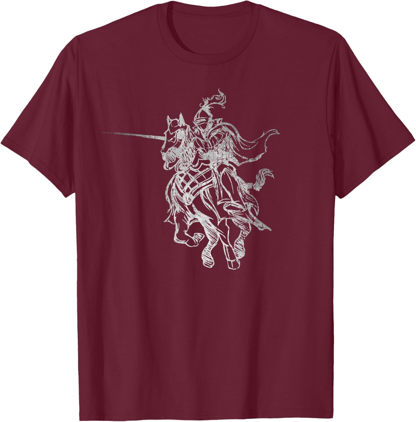 Medieval Knight Armor Riding Horse Jousting Retro Vintage T-Shirt - T-Shirt | Maroon