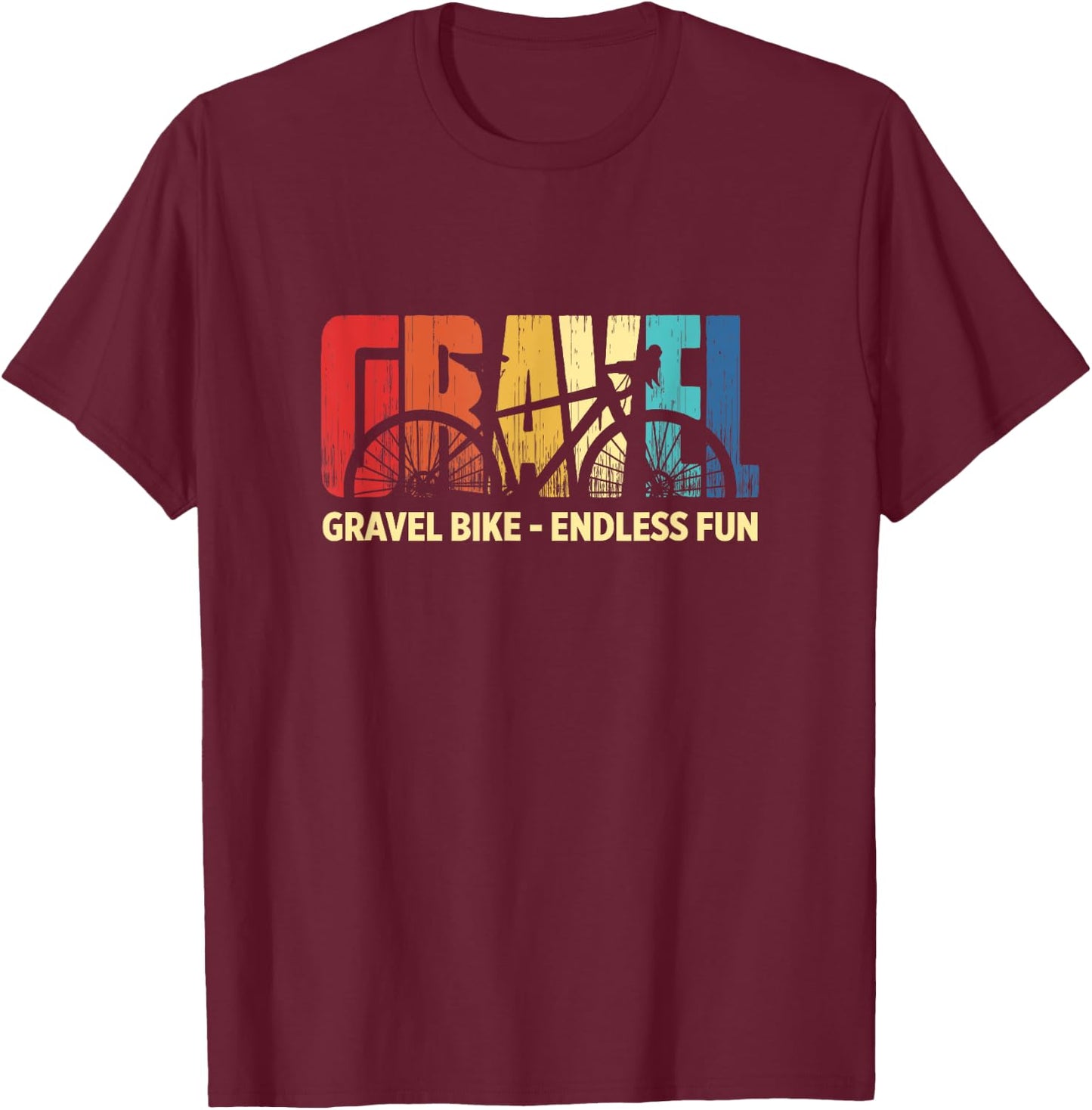 Gravel Bike Endless Fun Retro MTB Downhill Cyclist T-Shirt - T-Shirt | Maroon