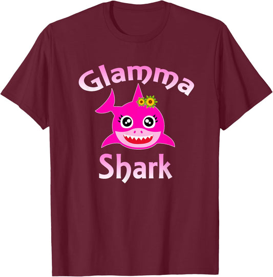 Glamma Shark Funny Grandma Shark T-Shirt - T-Shirt | Maroon