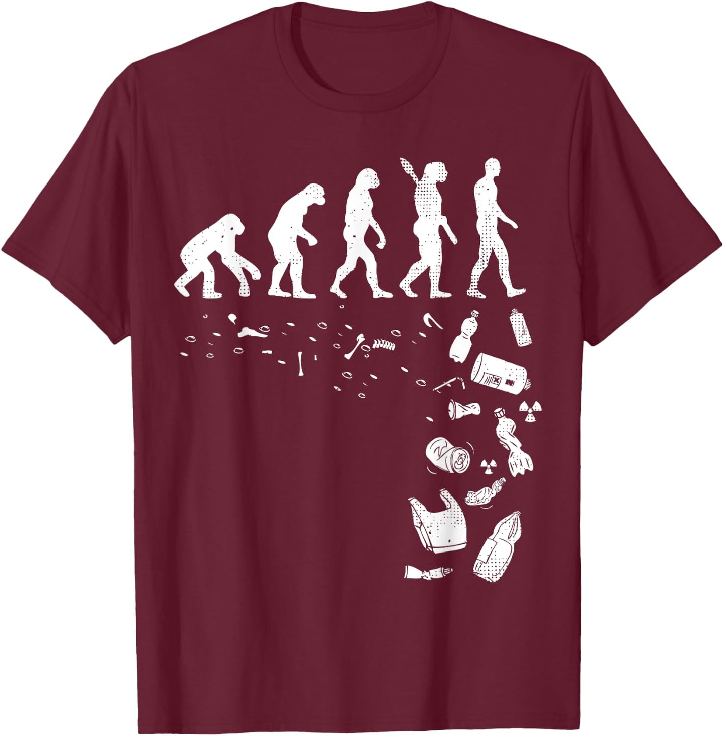 Human Evolution Pollution Cool Earth Day Lover Gift T-Shirt - T-Shirt | Maroon