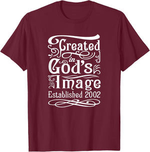 23 Year Old Christian Jesus and God 2002 23rd Birthday T-Shirt - T-Shirt | Maroon
