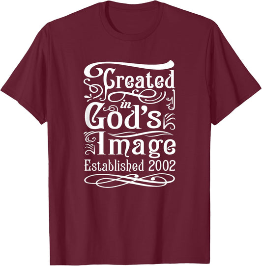 23 Year Old Christian Jesus and God 2002 23rd Birthday T-Shirt - T-Shirt | Maroon