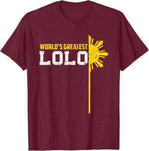 World s Greatest Lolo Filipino Grandpa T-Shirt - T-Shirt | Maroon