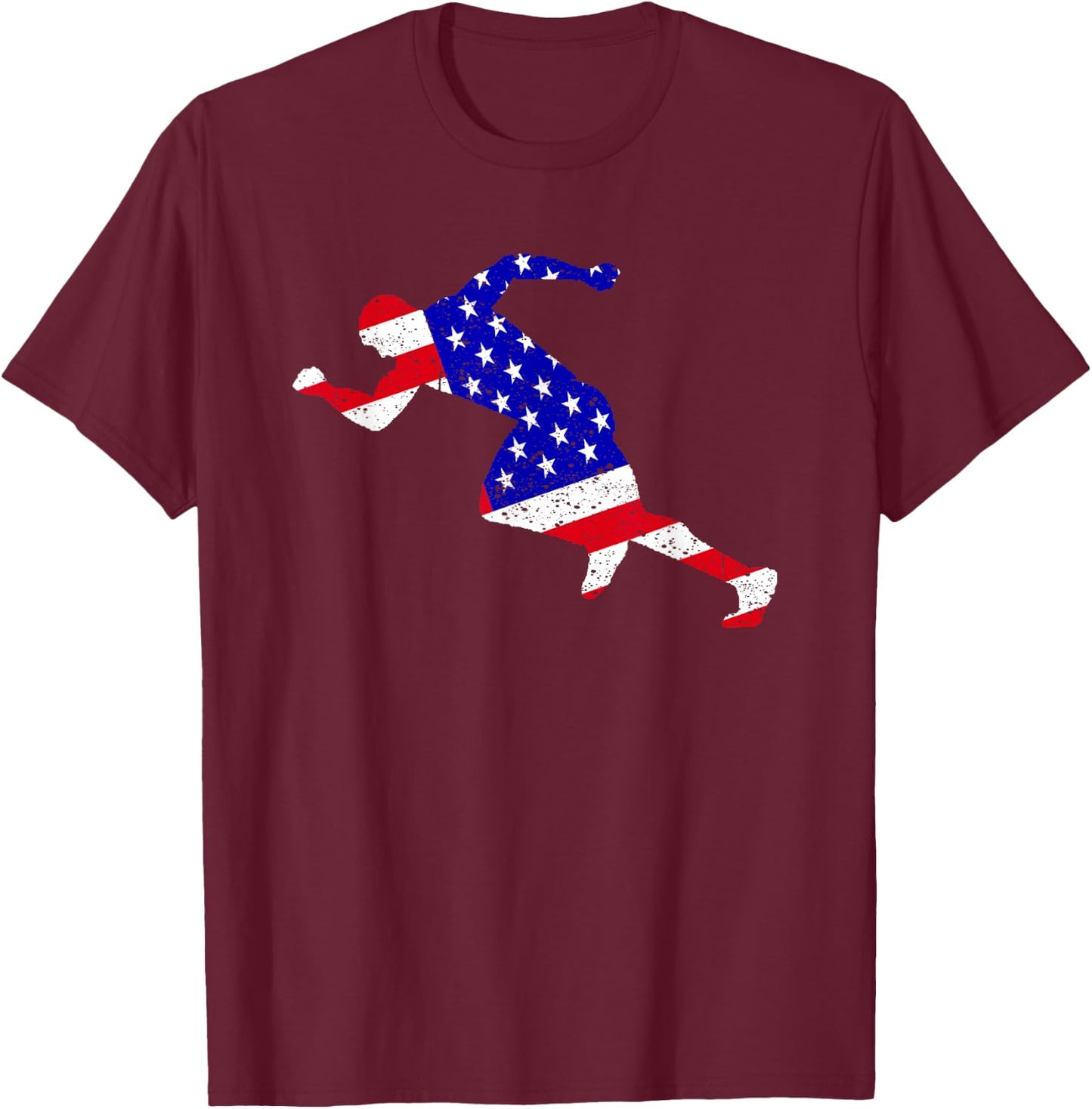 Best USA American Flag Track And Field Gift Team Men Women T-Shirt - T-Shirt | Maroon