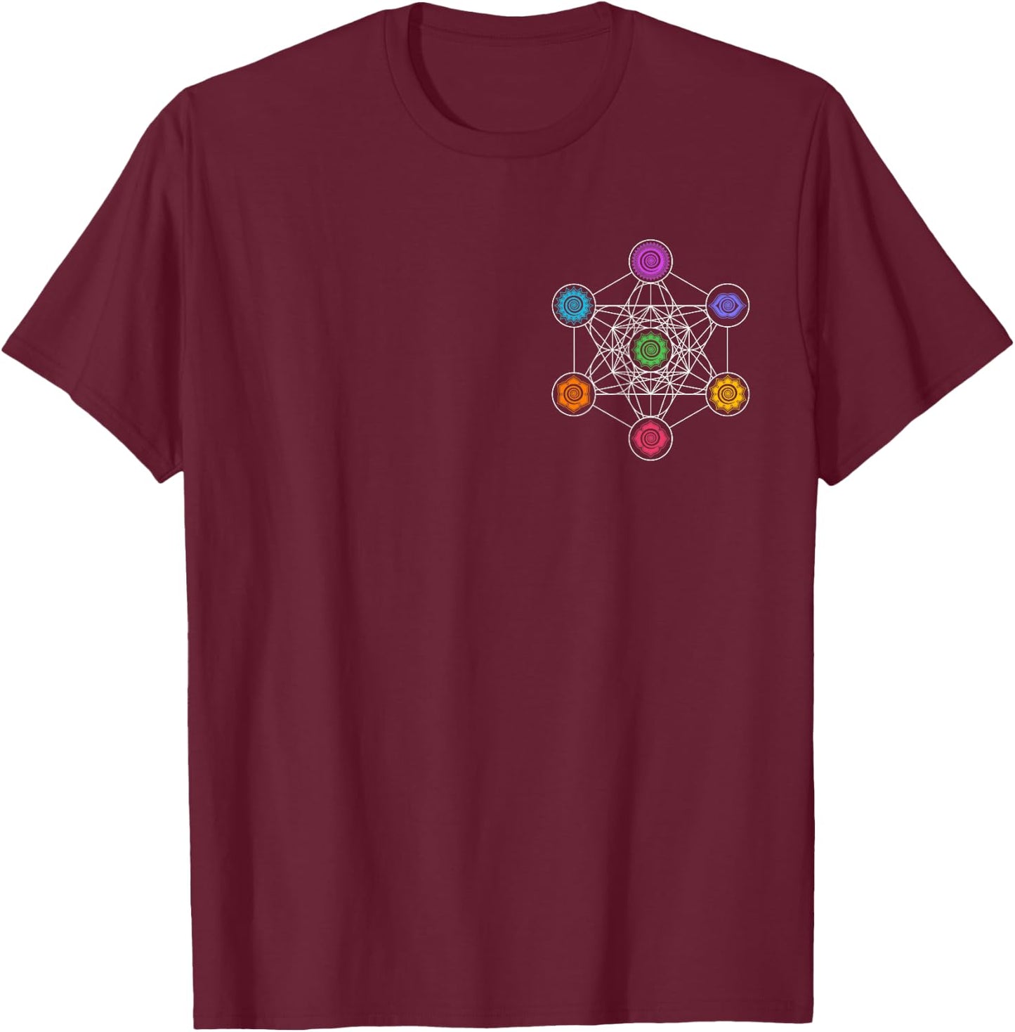 Metatronscube, sacred geometry, chakra, yoga, symbol, 4D T-Shirt - T-Shirt | Maroon