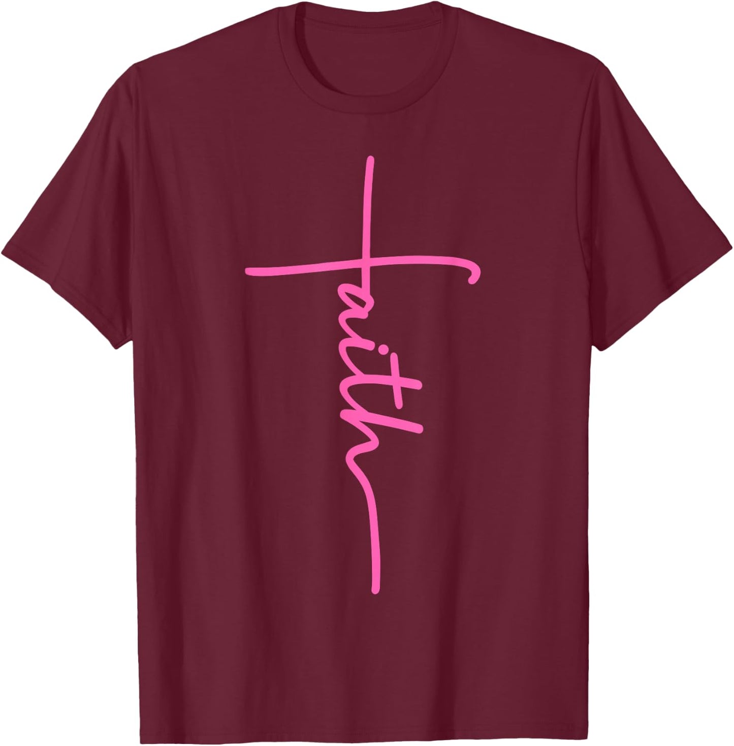 Christian Faith Cross Hot Pink Believers Christians Gift T-Shirt - T-Shirt | Maroon