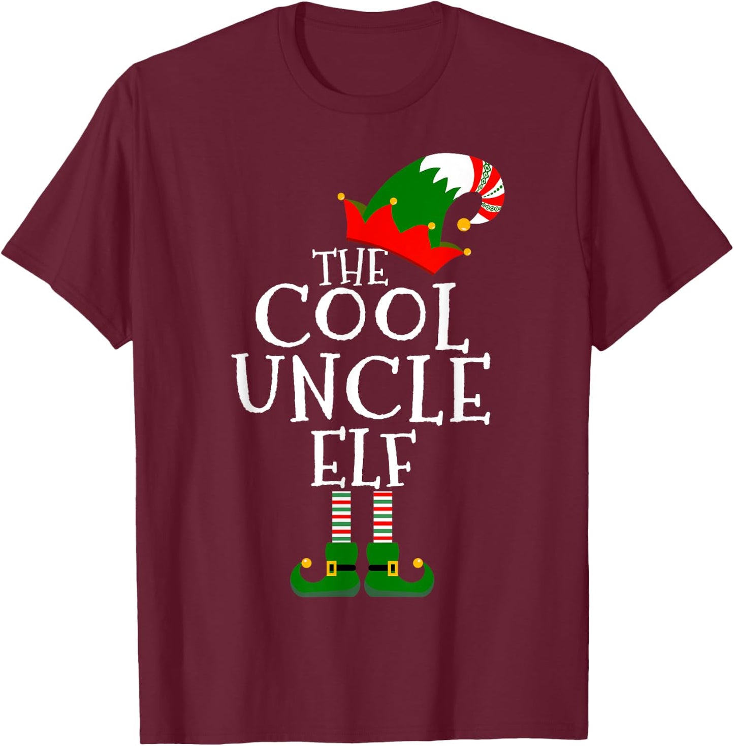 Fun The Cool Uncle Elf Gift Matching Family Group Christmas T-Shirt - T-Shirt | Maroon