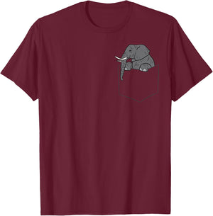 Elephant in A Pocket Funny Pocket Elephant T-Shirt - T-Shirt | Maroon