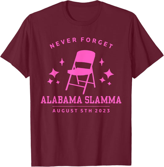 Folding Chair Never Forget Alabama Slamma Montgomery 2023 T-Shirt - T-Shirt | Maroon