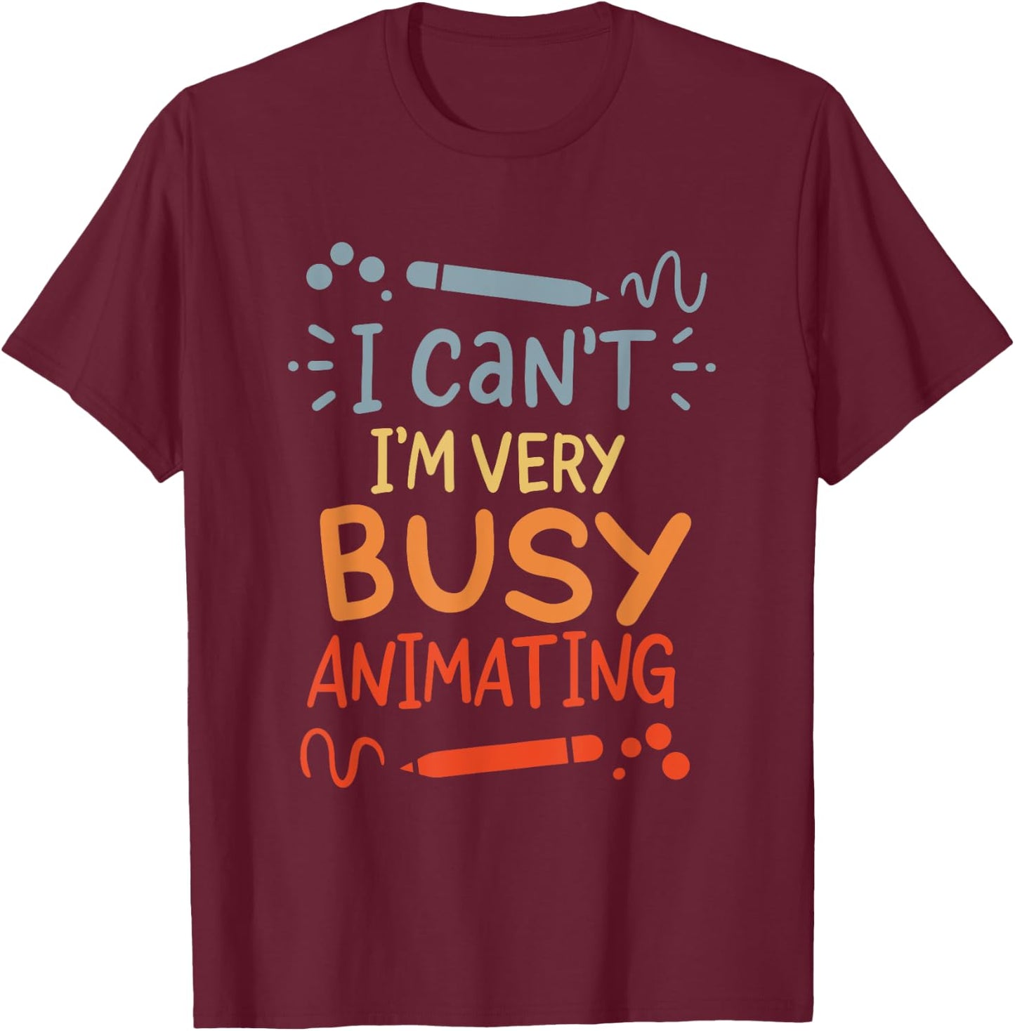 Funny Animation Artist -Adults Black Cartoon Small T-Shirt - T-Shirt | Maroon