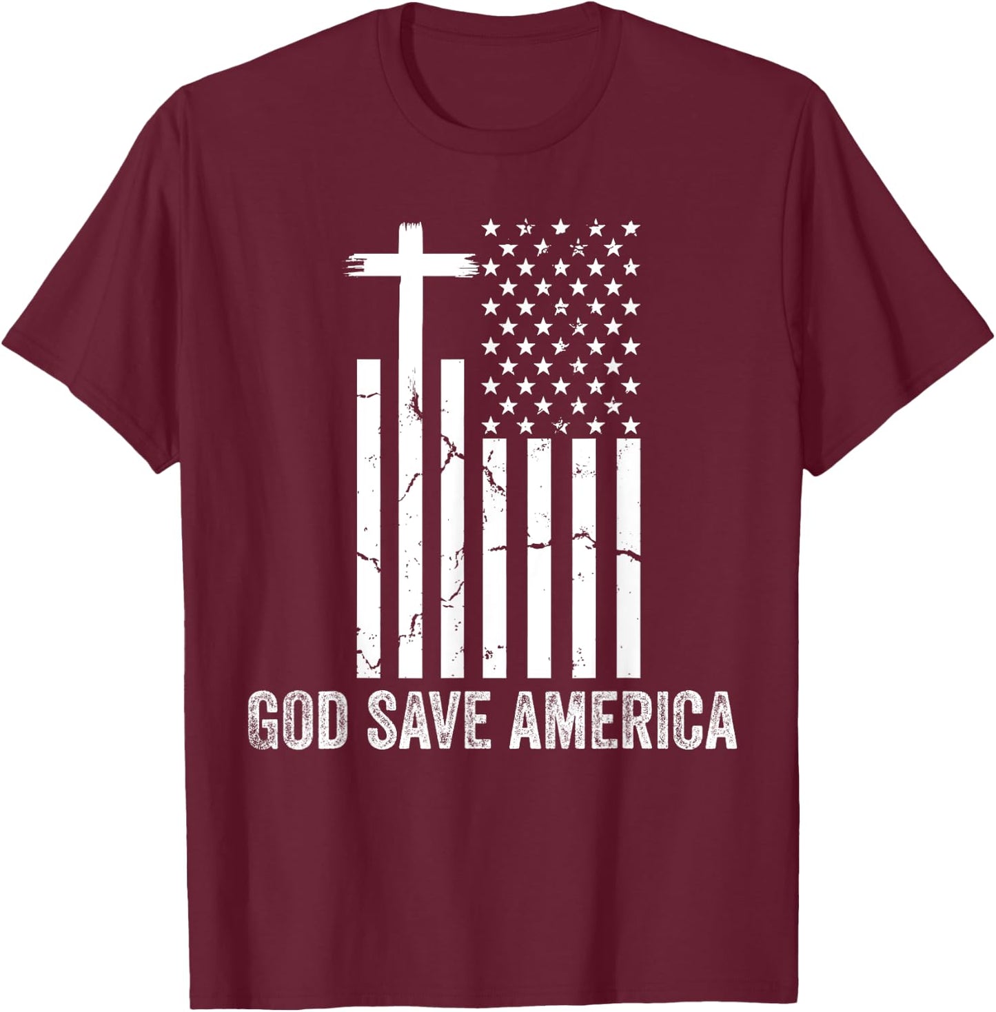 God Save America Shirt,Jesus Christ Saves USA,American Flag T-Shirt - T-Shirt | Maroon