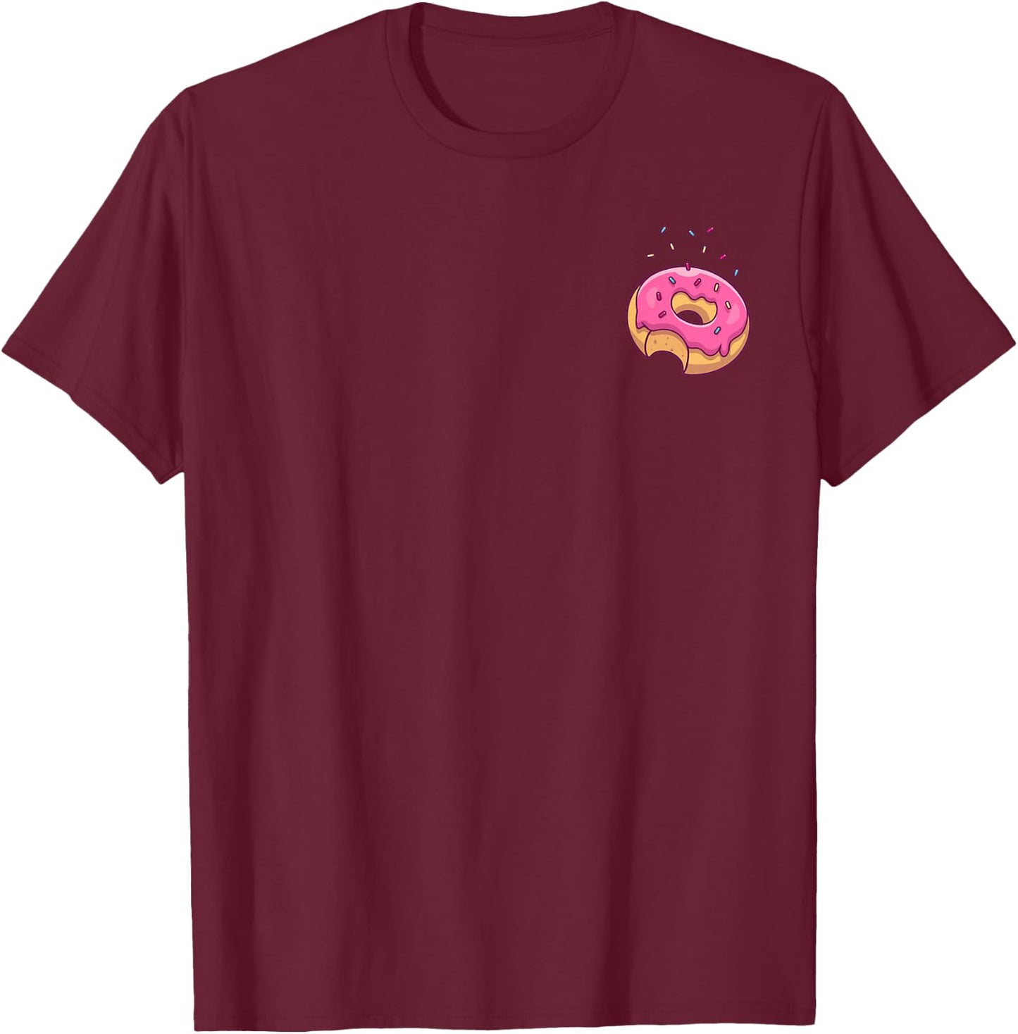 Pink Sprinkle Donut Pocket Doughnut Lovers T-Shirt - T-Shirt | Maroon