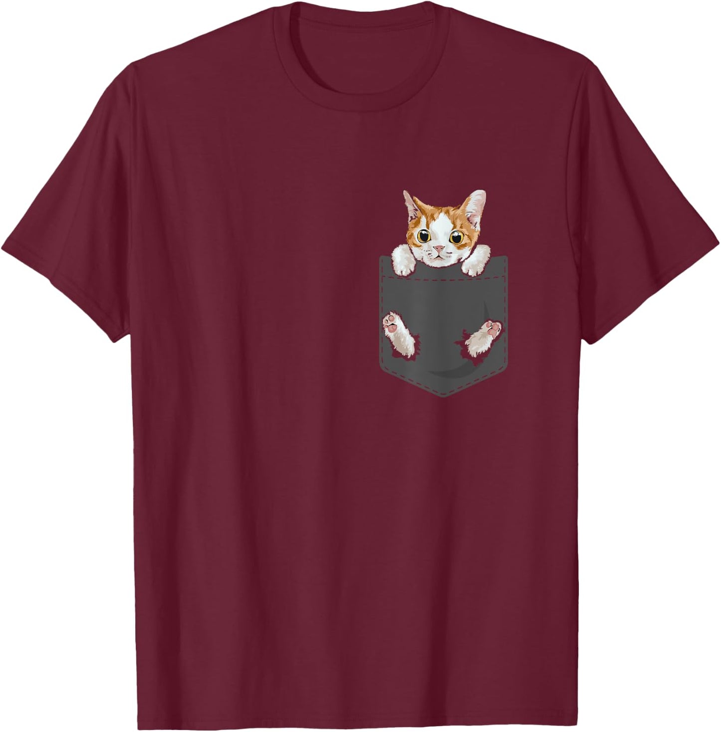 Hanging Cat in Pocket Cute Cat Lover Women Kids T-Shirt - T-Shirt | Maroon