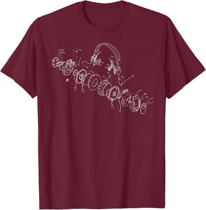 Vintage Blueprint Audio Headphones Retro Earphones Chart T-Shirt - T-Shirt | Maroon