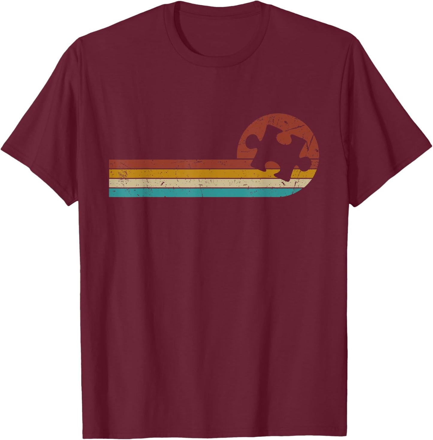 Vintage Autism Puzzle Mom Dad Autism Awareness T-Shirt - T-Shirt | Maroon