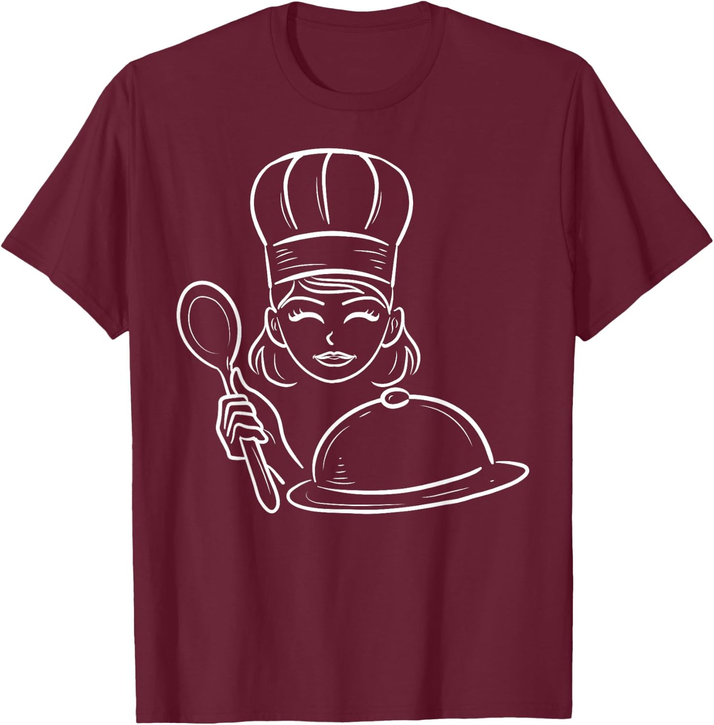Female Chef Hat Cook Foodie Lover Gourmet Cooking T-Shirt - T-Shirt | Maroon