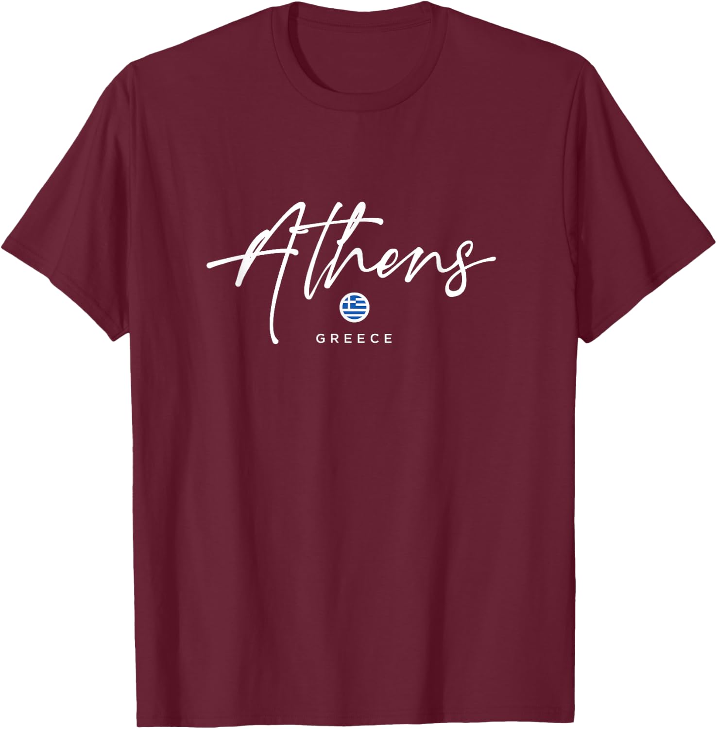 Athens Greece Flag T-Shirt - T-Shirt | Maroon