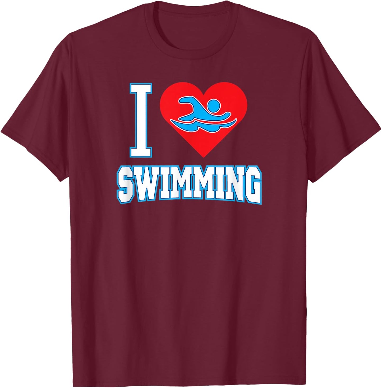 I Heart Swimming Love Swim T-Shirt - T-Shirt | Maroon