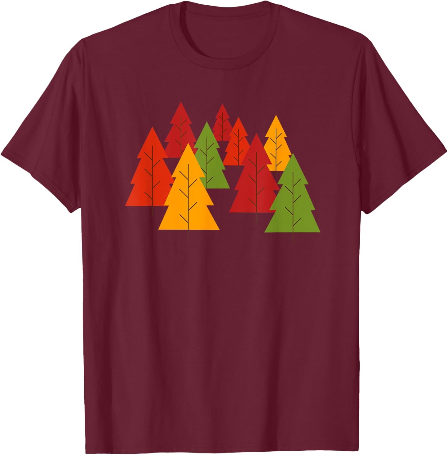 Fall Color Changing Leaves Cute Autumn Trees T-Shirt - T-Shirt | Maroon