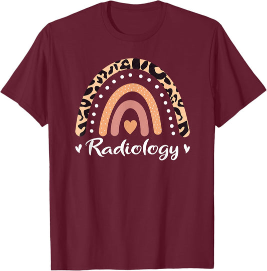 Radiology X-Ray Tech Leopard Rainbow T-Shirt - T-Shirt | Maroon