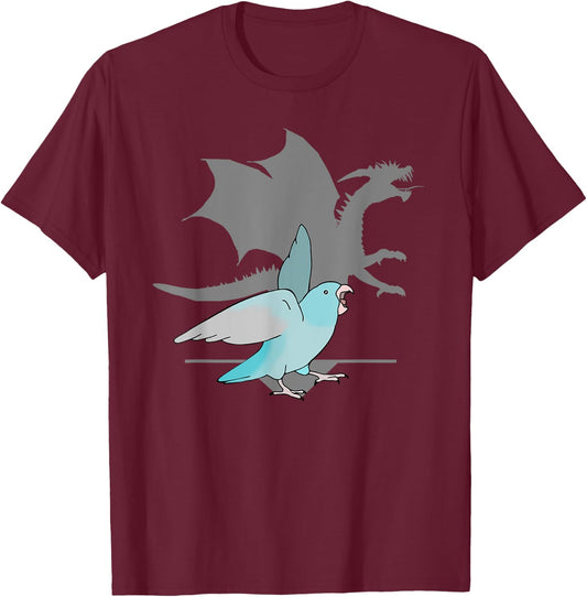 Blue Pacific Parrotlet with Dragon Shadow Birb memes Parrot T-Shirt - T-Shirt | Maroon