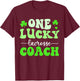 One Lucky Lacrosse Coach St Patricks Day Shamrock T-Shirt - T-Shirt | Maroon