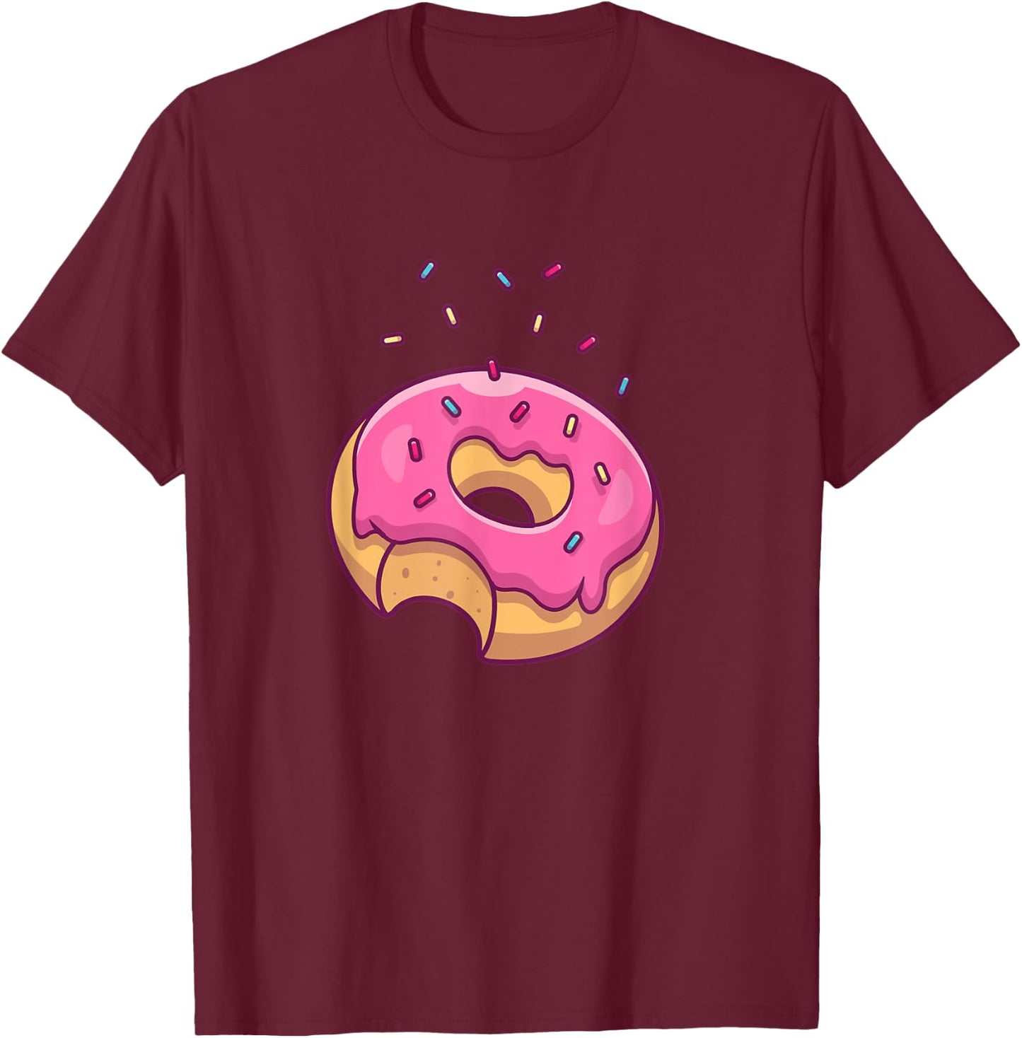 Big Pink Sprinkle Donut Doughnut Lovers T-Shirt - T-Shirt | Maroon