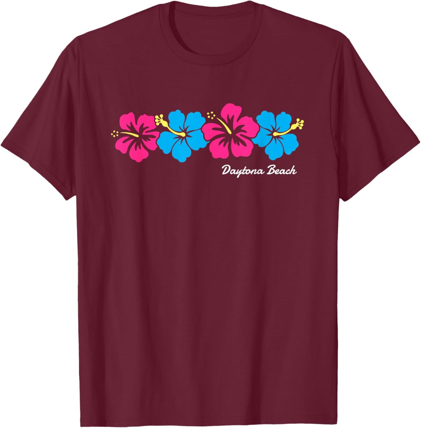 Daytona Beach Florida Hibiscus Flower Girls T-Shirt - T-Shirt | Maroon