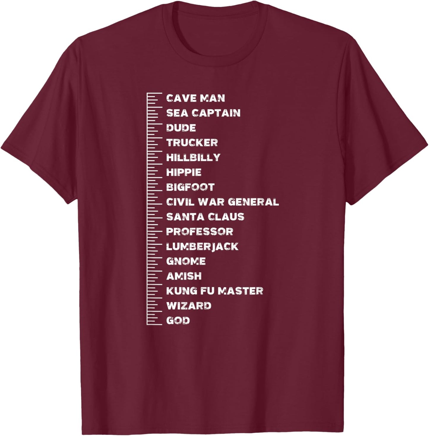 Beard Measurement Chart Funny Bearded Guy Soul Patch Length T-Shirt - T-Shirt | Maroon
