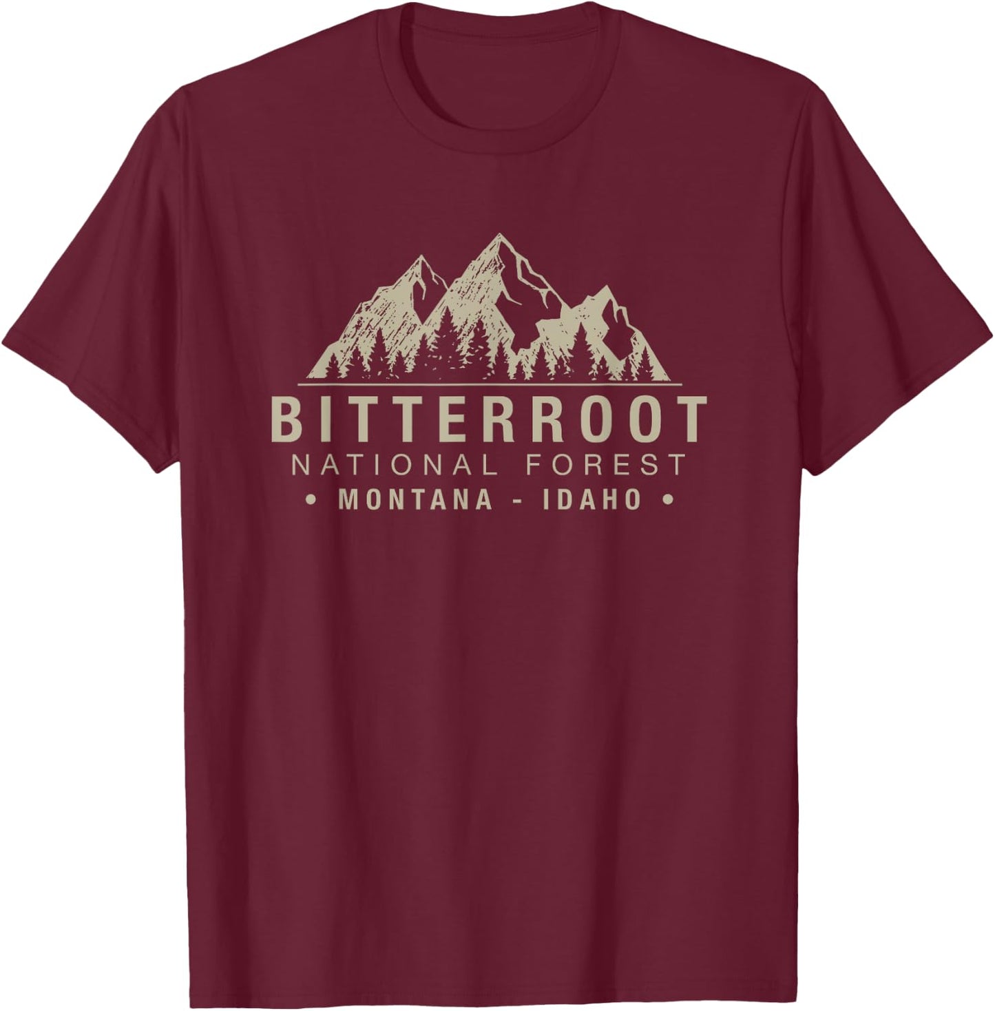 Bitterroot National Forest Montana Idaho T-Shirt - T-Shirt | Maroon