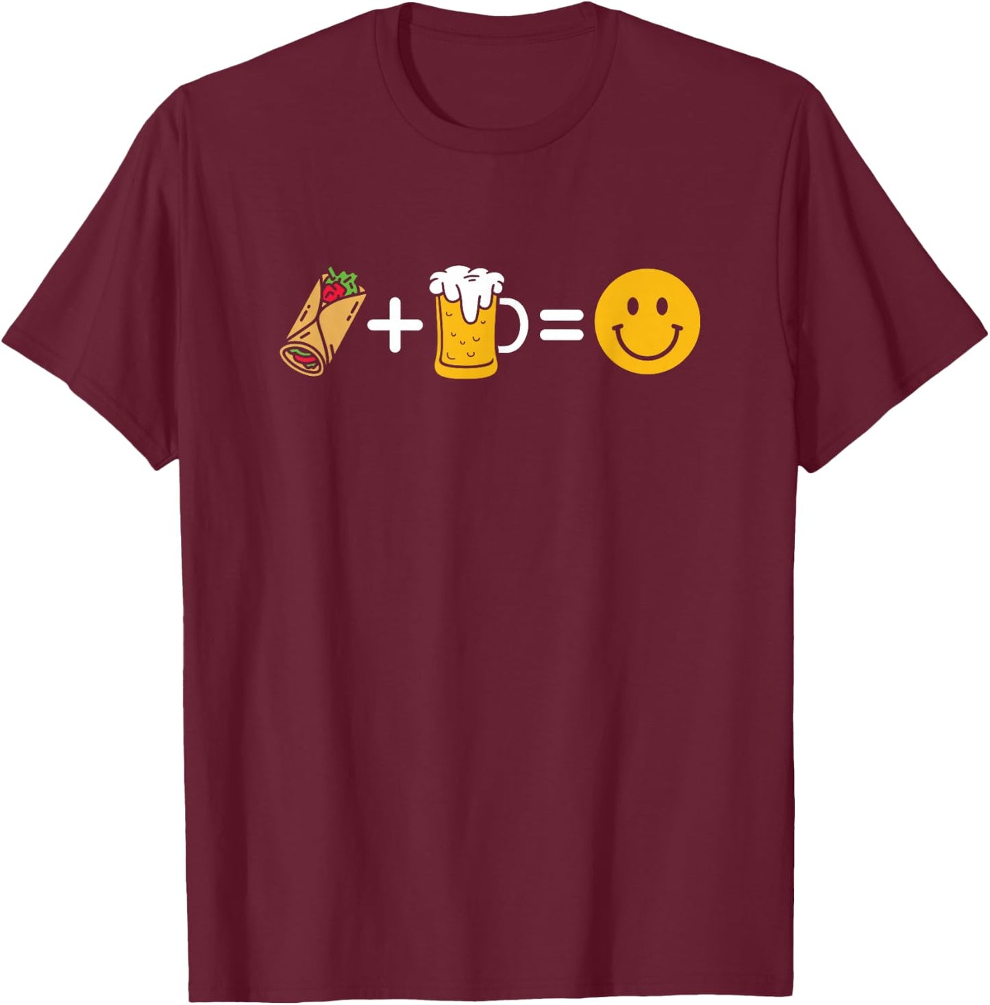 Burrito Beer Foodie - Mexican Food Burrito T-Shirt - T-Shirt | Maroon
