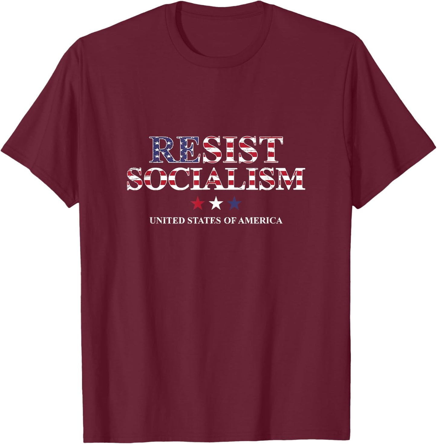 Resist Socialism United States Of America Anti Socialism T-Shirt - T-Shirt | Maroon