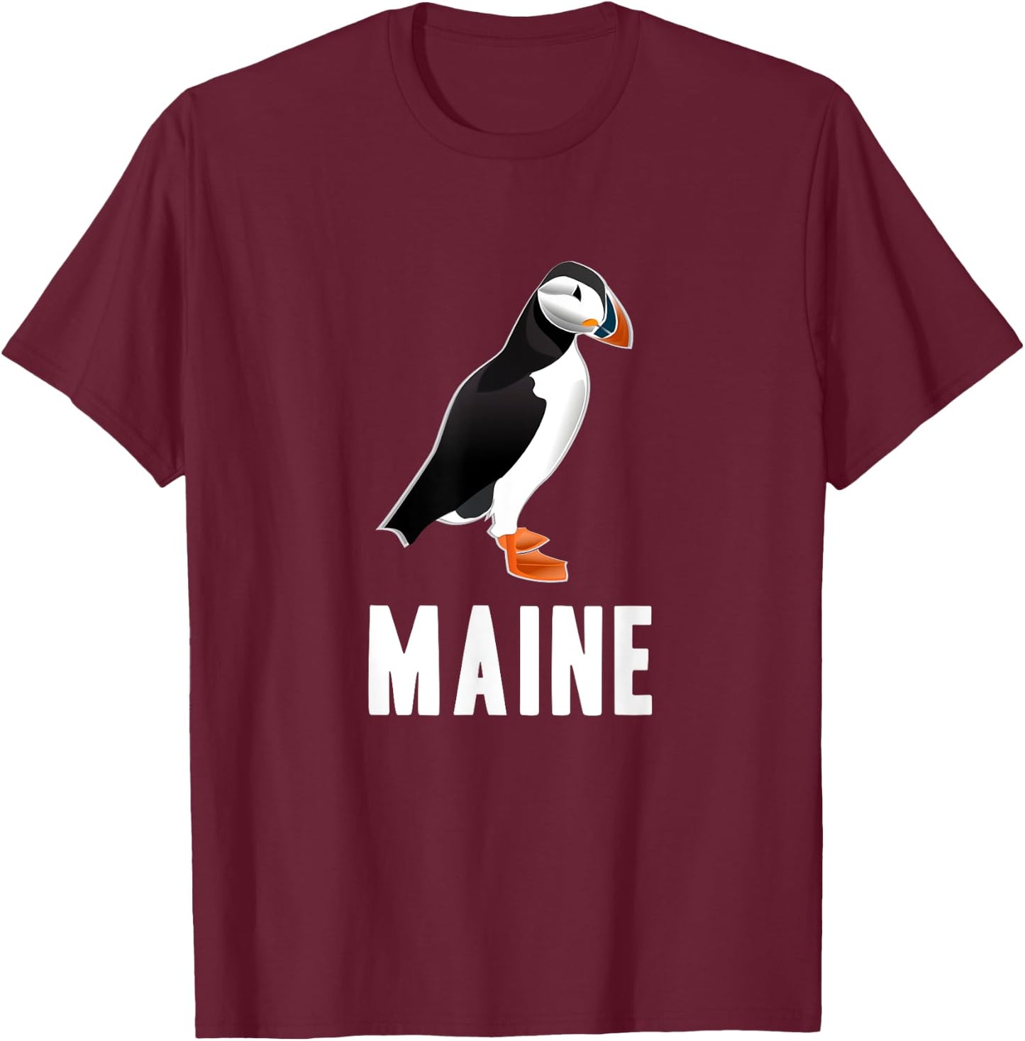 Puffin Bird Watching in Maine Souvenir Gift T-Shirt - T-Shirt | Maroon