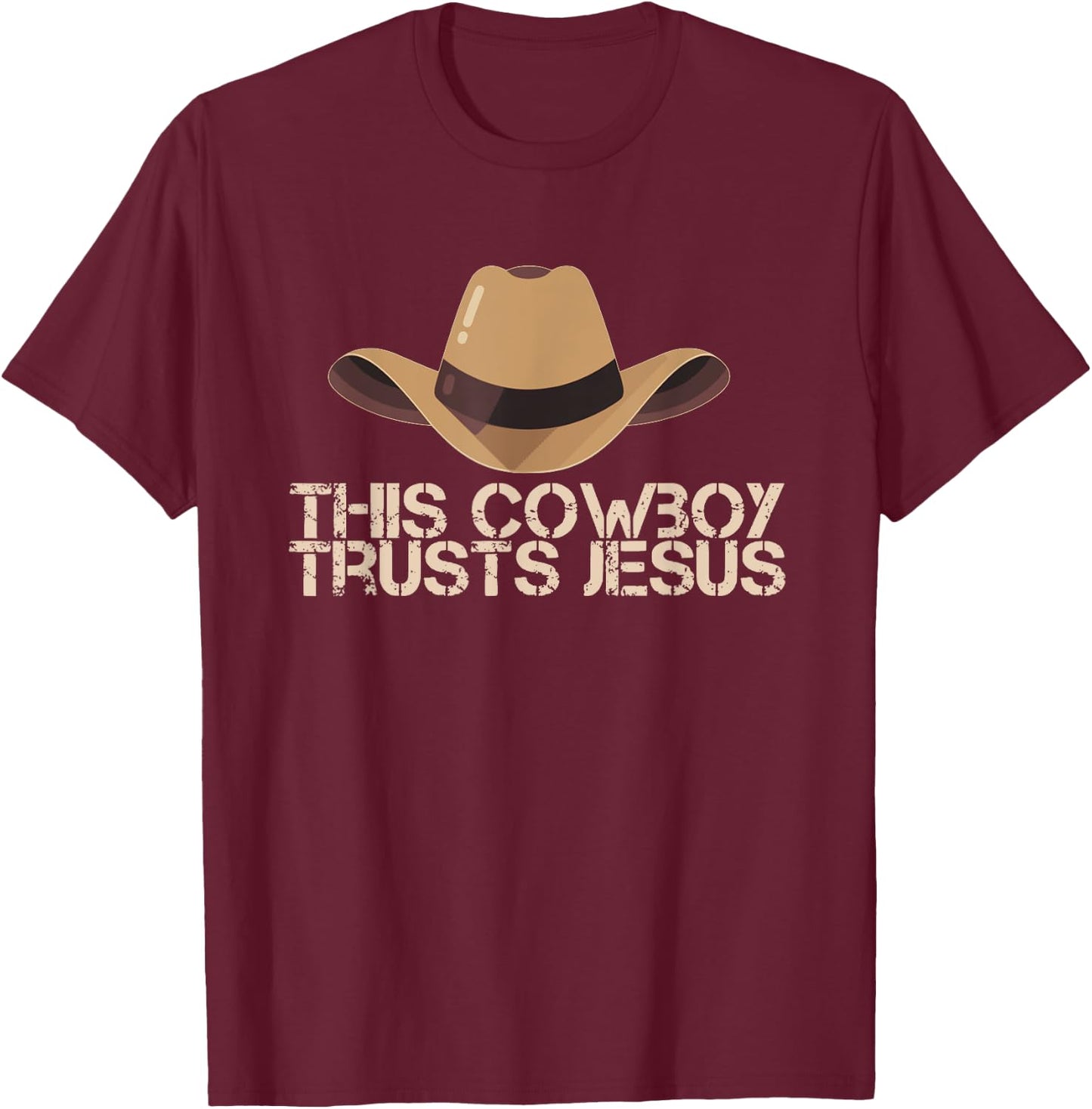 This Cowboy Trusts Jesus design T-Shirt - T-Shirt | Maroon
