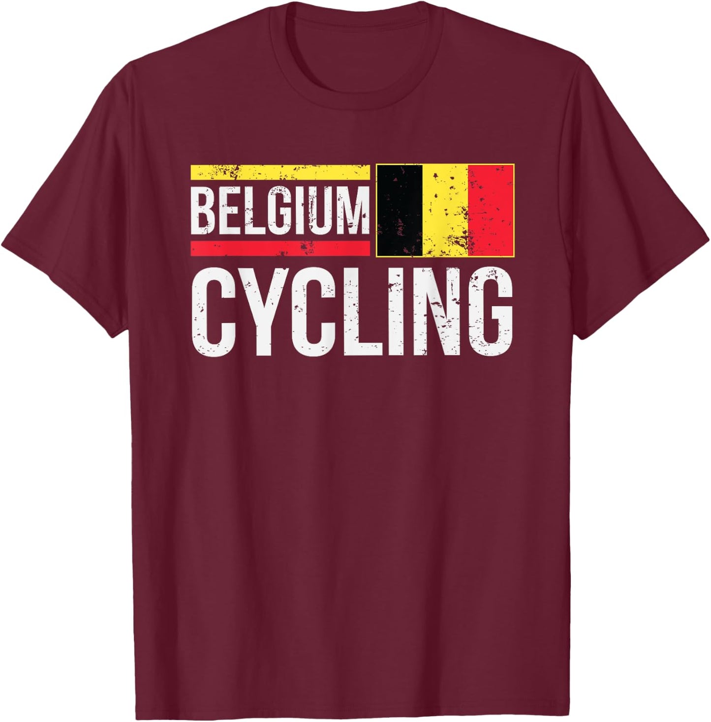 Belgium Cycling Cyclist Bike Riding Racing Belgian Flag T-Shirt - T-Shirt | Maroon