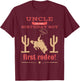 Uncle First Rodeo 1st Birthday Cowboy Family Matching T-Shirt - T-Shirt | Maroon