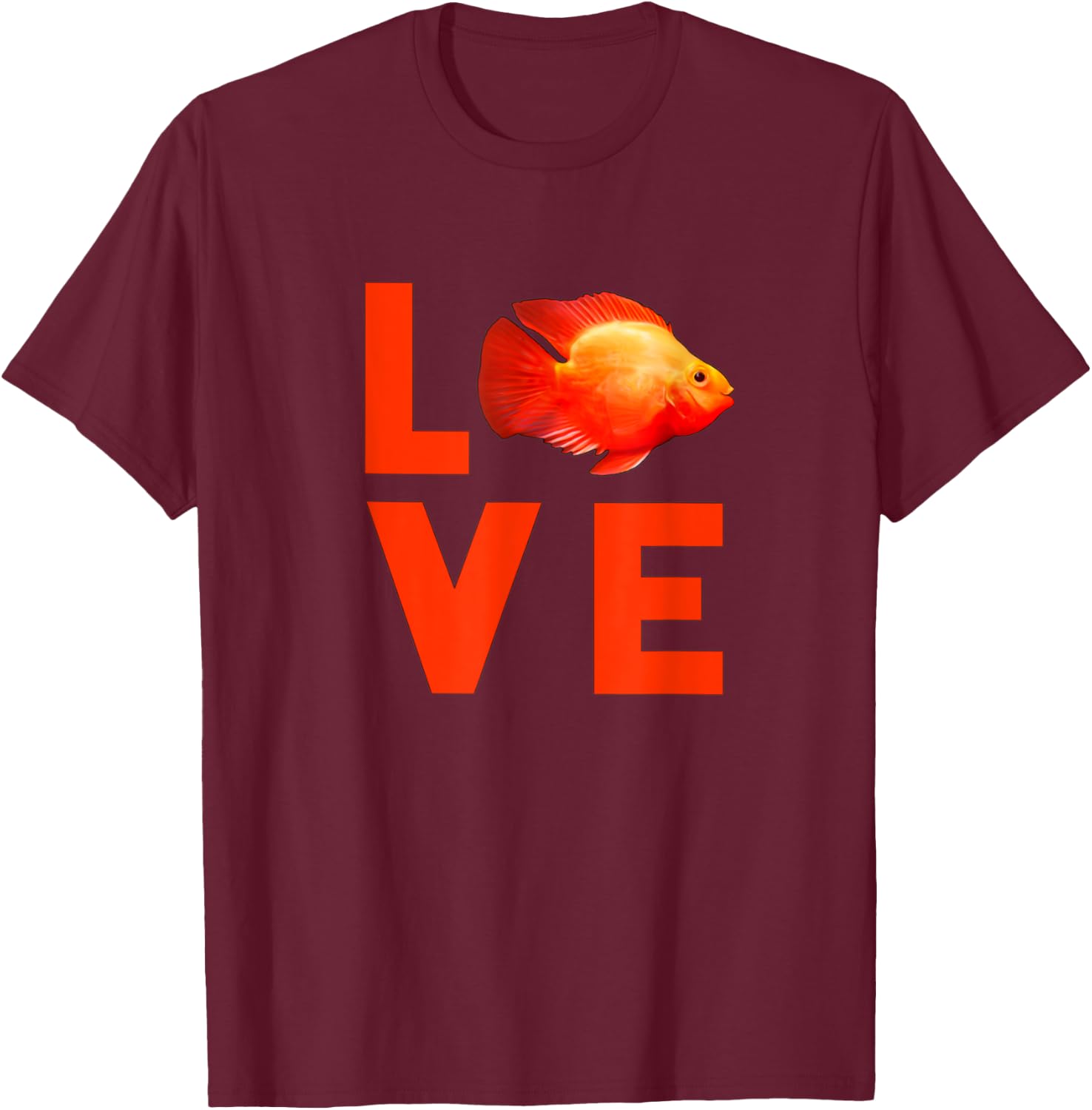 Red Blood Parrot Cichlid Monster Aquarium Fish Gift T-Shirt - T-Shirt | Maroon