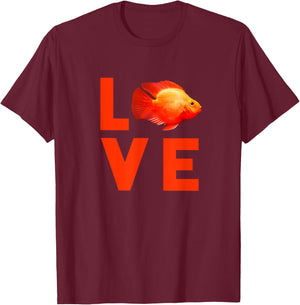 Red Blood Parrot Cichlid Monster Aquarium Fish Gift T-Shirt - T-Shirt | Maroon
