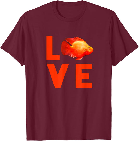 Red Blood Parrot Cichlid Monster Aquarium Fish Gift T-Shirt - T-Shirt | Maroon