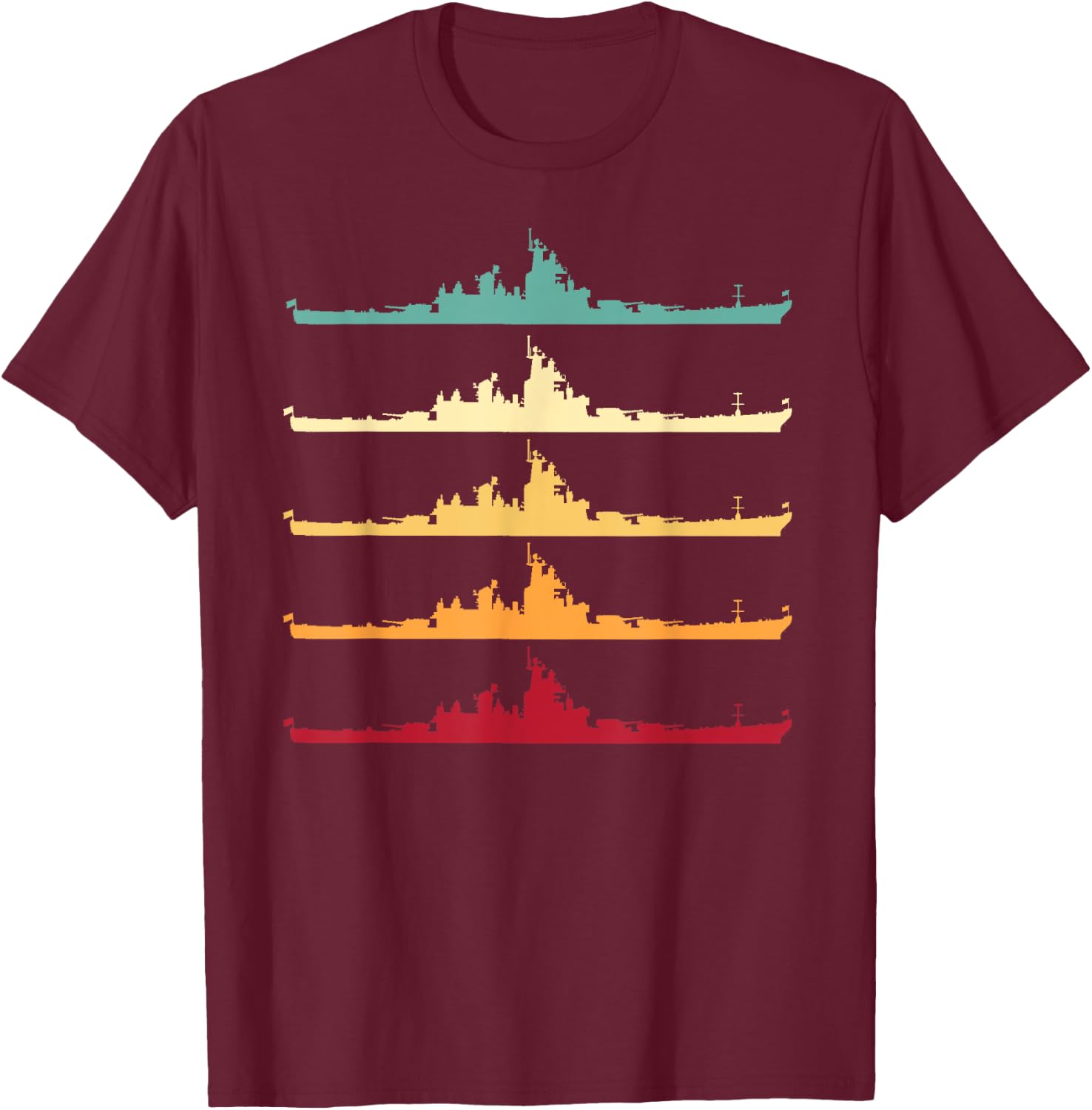 Vintage USS Wisconsin BB-64 Battleship T-Shirt - T-Shirt | Maroon