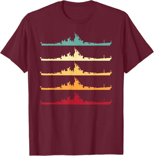 Vintage USS Wisconsin BB-64 Battleship T-Shirt - T-Shirt | Maroon