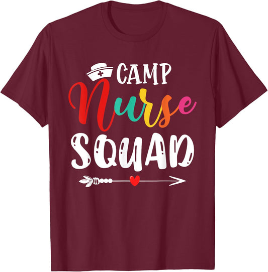Cute Camp Nurse Squad Funny Nurses Matching T-Shirt - T-Shirt | Maroon