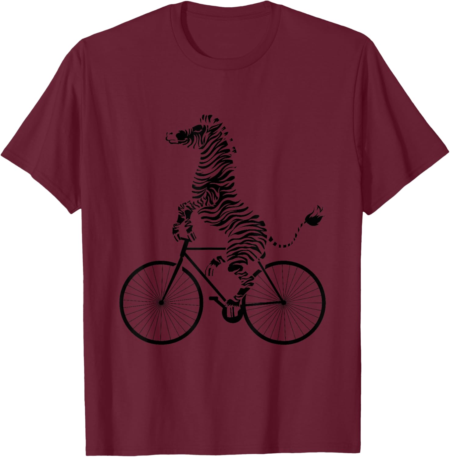 Funny Zebra Riding On A Bike Funny Bicycle Animal Lover Gift T-Shirt - T-Shirt | Maroon