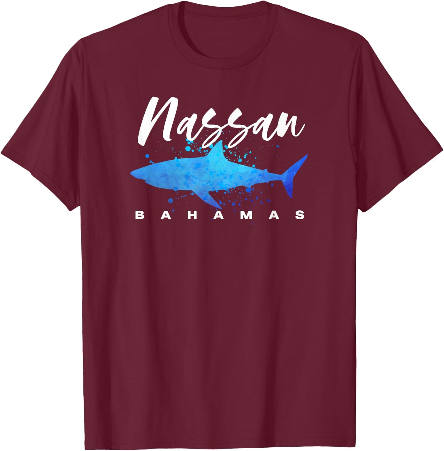 NASSAU BAHAMAS Beach Vacation Trip Great White Shark Vintage T-Shirt - T-Shirt | Maroon
