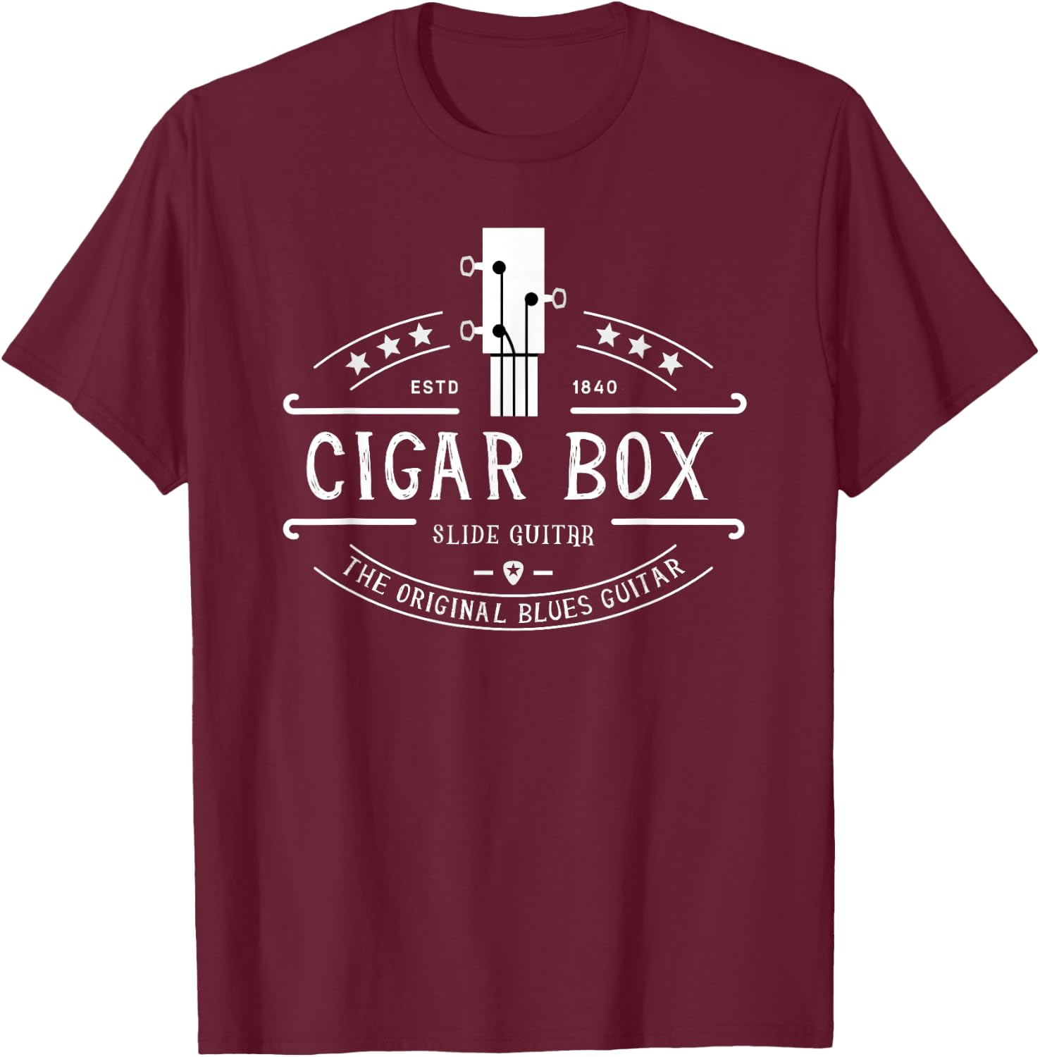 Cigar Box Slide Guitar The Original Blues Guitar T-Shirt - T-Shirt | Maroon